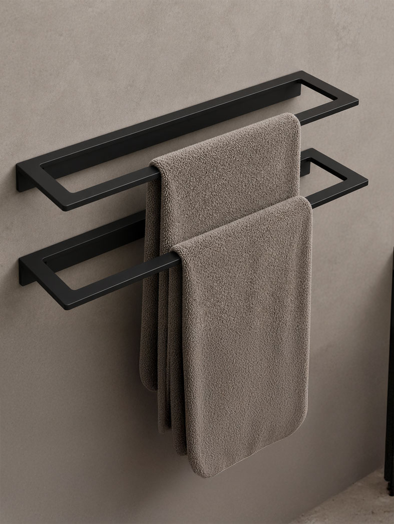 Matte Black Hotel Towel Rack