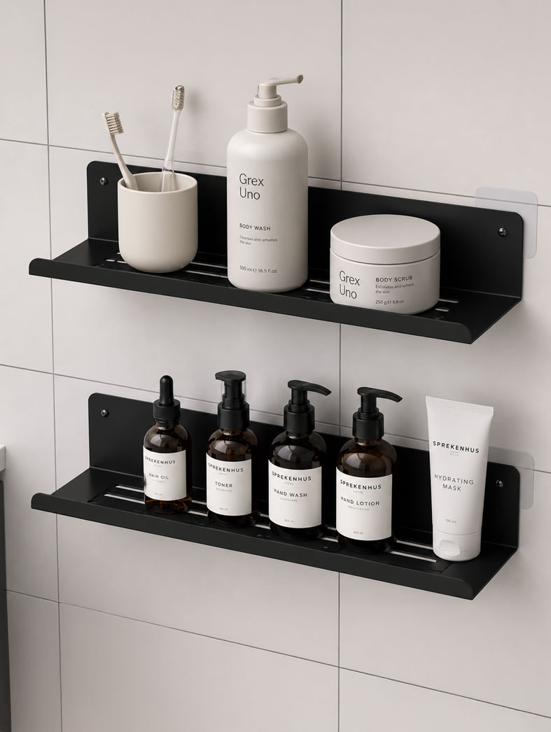 Geometric Bathroom Shelf System